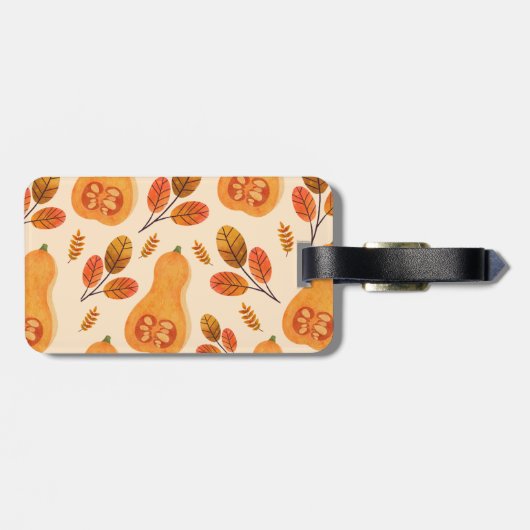 Herfst Herfst Squash Pompoen Patroon Bagagelabel (Achterkant horizontaal)