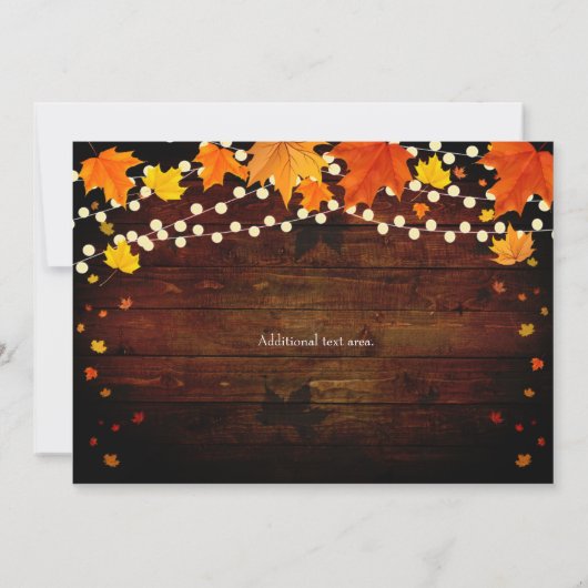Herfst Herfst String Lights Hout Huwelijksuitnodig Kaart (Achterkant)