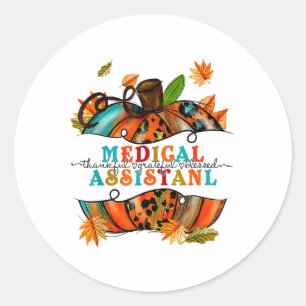 Herfst Herfst T - shirts Medical Instant Dankbaar Ronde Sticker