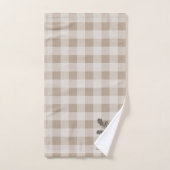 Herfst Herfst Taupe Plaid Modern gebladerte Monogr Bad Handdoek (Handdoek)