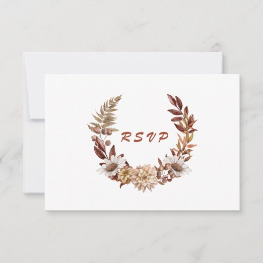 Herfst herfst Terracotta Rustic Floral Wedding RSVP Kaartje (Voorkant)