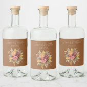 Herfst Herfst Terracotta rustieke Waterverf bruilo Likeurfles Etiket (Flessen)