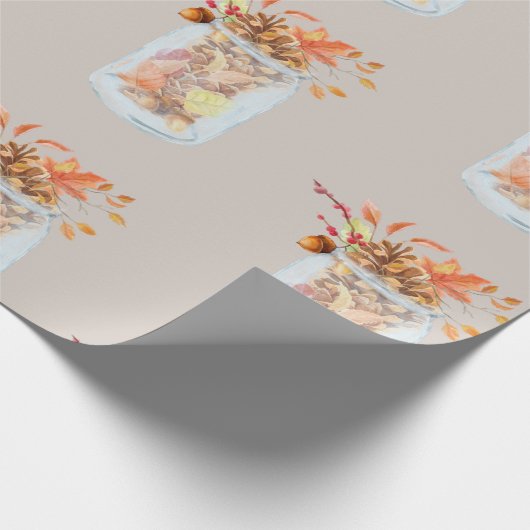 Herfst Herfst Thanksgiving Mason Jar Rustic Pineco Cadeaupapier (Hoek)