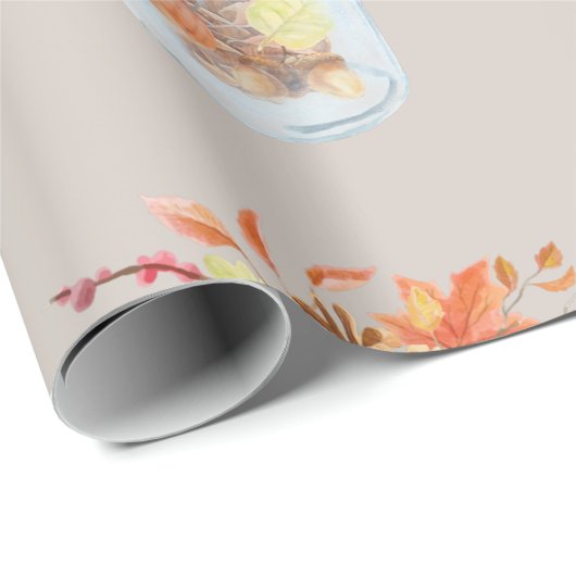 Herfst Herfst Thanksgiving Mason Jar Rustic Pineco Cadeaupapier (Rol Hoek)