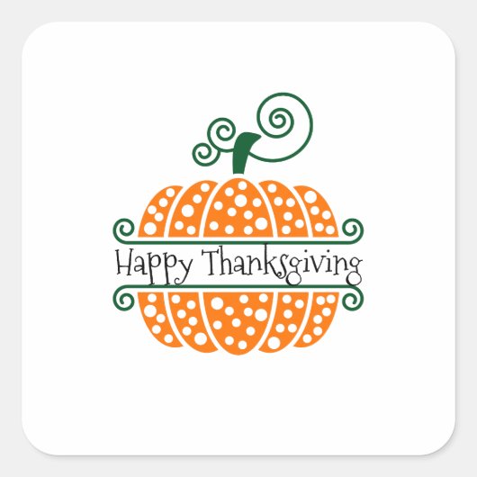 Herfst, Herfst, Thanksgiving, Monogram Pompoen Vierkante Sticker (Voorkant)