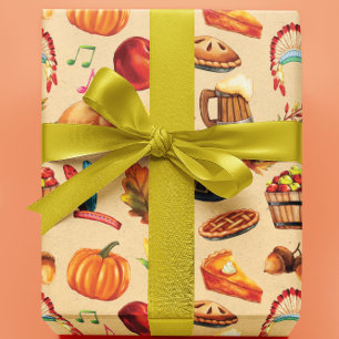 Herfst Herfst Thanksgiving Turkije Wapping Paper Cadeaupapier