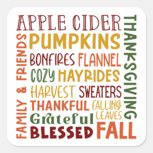 Herfst herfst Thanksgiving wintervakantie dankbaar Vierkante Sticker