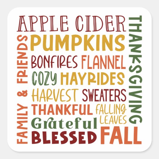 Herfst herfst Thanksgiving wintervakantie dankbaar Vierkante Sticker (Voorkant)