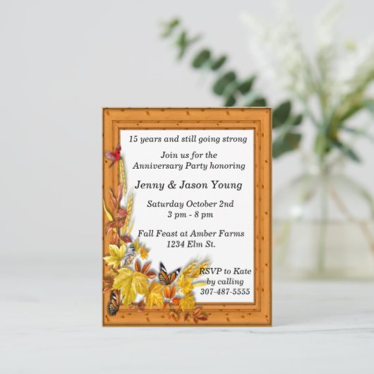 Herfst herfst thema Jubileum Uitnodiging (Staand voorkant)