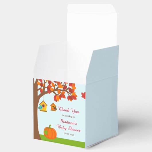 Herfst Herfst Tree en Schattige Birds Baby shower Bedankdoosjes (Geopend)