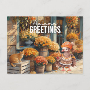 Herfst Herfst Turkije is bij Florist Shop Thanksgi Feestdagenkaart