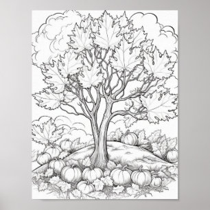 Herfst/herfst Volwassen Kleurplaten Poster