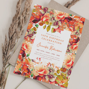 Herfst Herfst Waterverf Bloemen 70ste Verjaardagsf Kaart