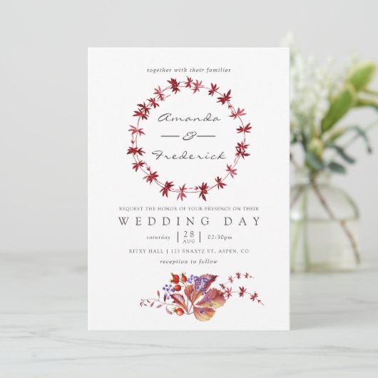 Herfst - Herfst Waterverf bruiloft uitnodiging (Staand voorkant)