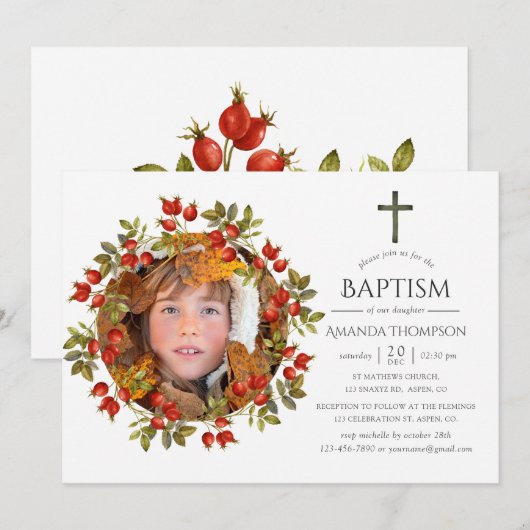 Herfst - Herfst Waterverf doop of doop Kaart (Voorkant / Achterkant)