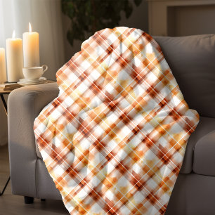 Herfst herfst Waterverf Sinaasappel geruite patroo Fleece Deken