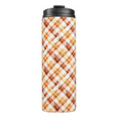 Herfst herfst Waterverf Sinaasappel geruite patroo Thermosbeker (Voorkant)