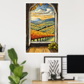 Herfst / Herfst Wijngaard uitzicht van een Window  Poster (Thuiskantoor)