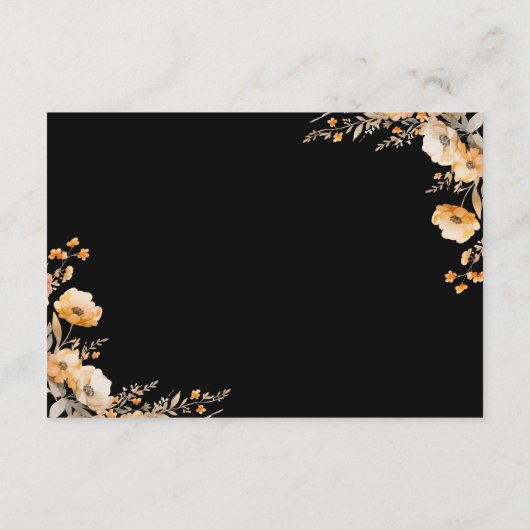 Herfst Herfst Wildflower Crest Black Wedding Detai Informatiekaartje (Achterkant)