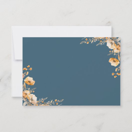 Herfst Herfst Wildflower Crest Dusty Blue Wedding RSVP Kaartje (Achterkant)
