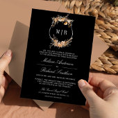 Herfst Herfst Wildflower Crest QR Code Zwart Huwel Kaart