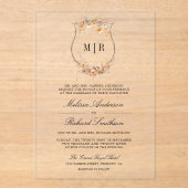 Herfst Herfst Wildflower Crest Wedding Acryl Uitnodigingen (Voorkant)