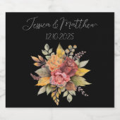 Herfst Herfst Zwart Rustieke Waterverf Bruiloft Likeurfles Etiket (Enkel label)