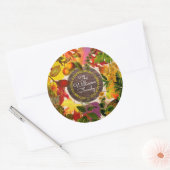 Herfst herfstbladeren collage monogram  hout ronde sticker (Envelop)