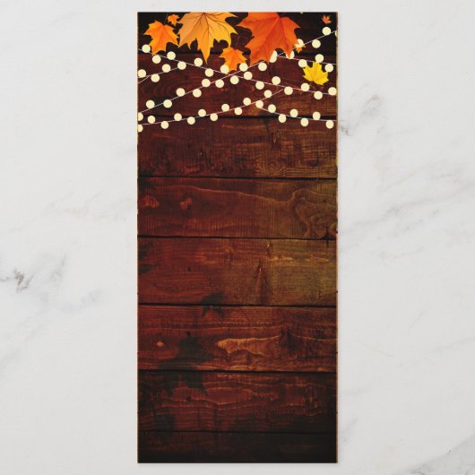 Herfst Herfstbladeren & String Lights Trouwmenu Menu (Achterkant)