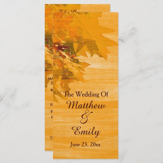 Herfst herfstbladeren trouwprogramma programma (Voorkant / Achterkant)