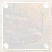 Herfst/Herfstboekwinkel & auto Glazen Onderzetter (Achterkant)