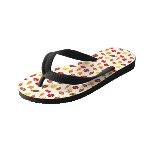 Herfst Herfsten Bladeren op een Cream Achtergrond Kinder Teenslippers (Schuin)