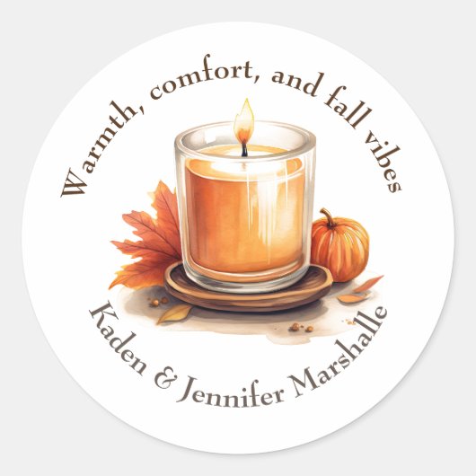 Herfst herfstkaars ronde sticker (Voorkant)