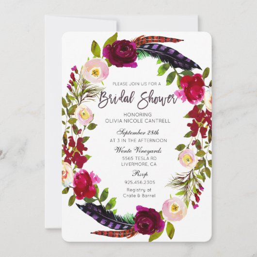 Herfst Herfstkrans Bloemen Bruidsdouche Uitnodigin Kaart (Voorkant)