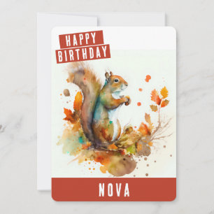 Herfst / Herfstvibes Eekhoorn Verjaardag Kaart