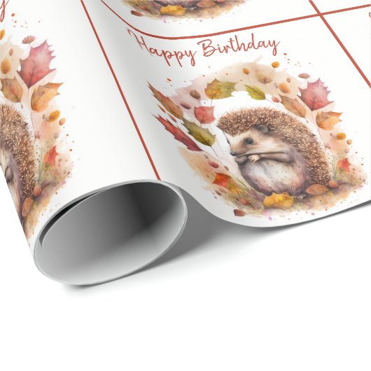 Herfst / Herfstvibes Hedgehog - Happy Birthday Cadeaupapier (Rol Hoek)