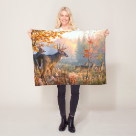Herfst herten bokken doet bos weide fleece deken