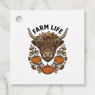 Herfst Highland Koe Met Hart Bril Bedankjes Labels