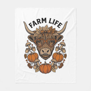 Herfst Highland Koe Met Hart Bril Fleece Deken