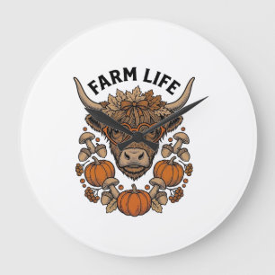 Herfst Highland Koe Met Hart Bril Grote Klok