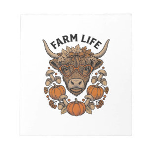 Herfst Highland Koe Met Hart Bril Notitieblok
