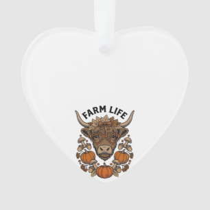 Herfst Highland Koe Met Hart Bril Ornament