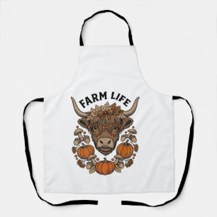 Herfst Highland Koe Met Hart Bril Schort