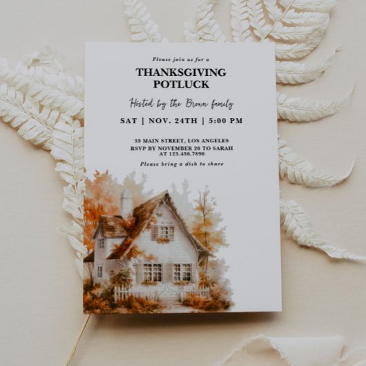 Herfst Home Thanksgiving Dinner Invitation Kaart