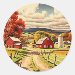 Herfst Homestead illustratie Ronde Sticker