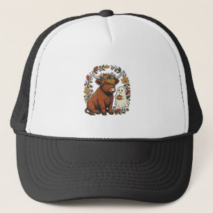 Herfst Hoogland Koe Geest Vintage Gravure Shirt Trucker Pet