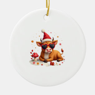 Herfst Hoogland Koe Pompoen Boog Kerst Meisjes Kin Keramisch Ornament