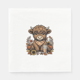 Herfst Hoogland Koe Vintage Herfst Boerderij Kunst Servet