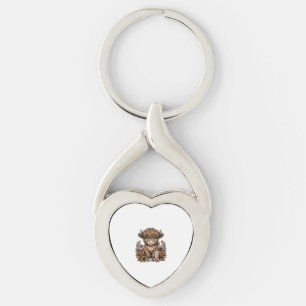 Herfst Hoogland Koe Vintage Herfst Boerderij Kunst Sleutelhanger