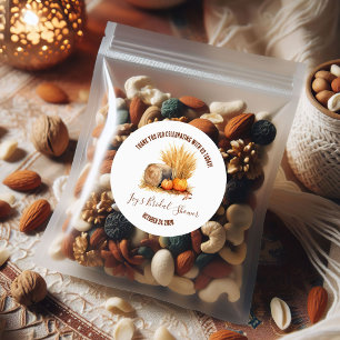 Herfst hooibaal en pompoen bruidsdouche favor ronde sticker